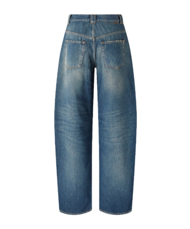 Pinko Blue Jeans With Belt Loops And Distressed Effect In Denim Woman In Blue