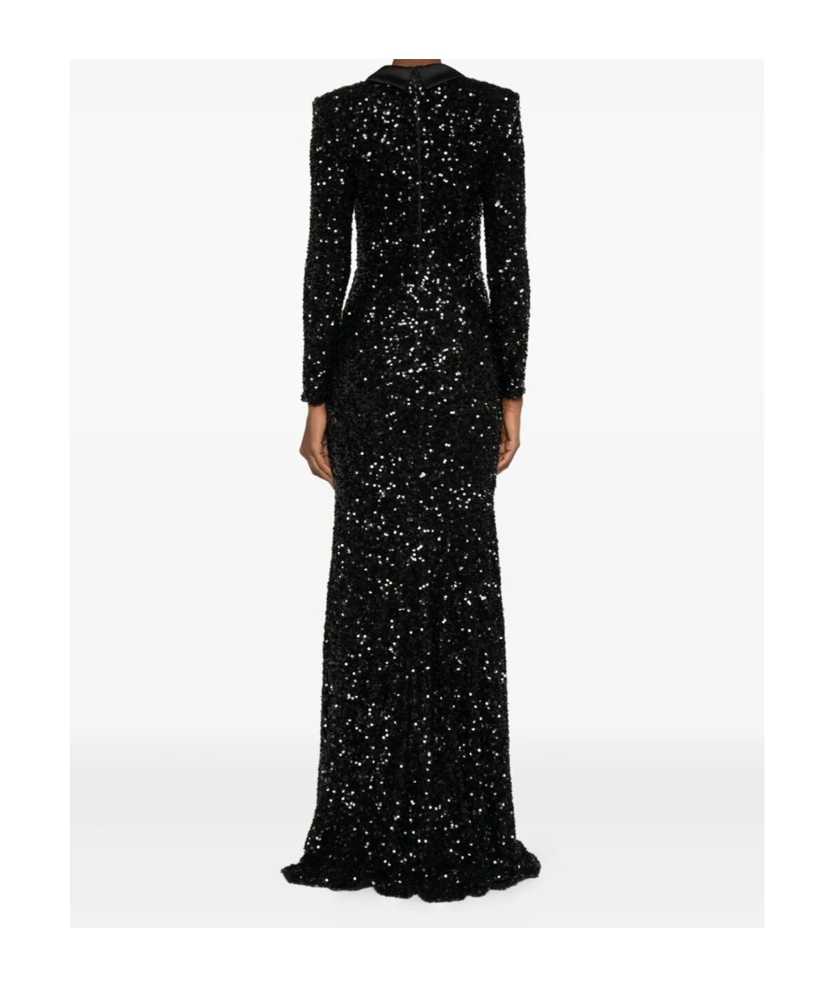 Elisabetta Franchi Red Carpet Dress In Full Sequins Clothing In Black