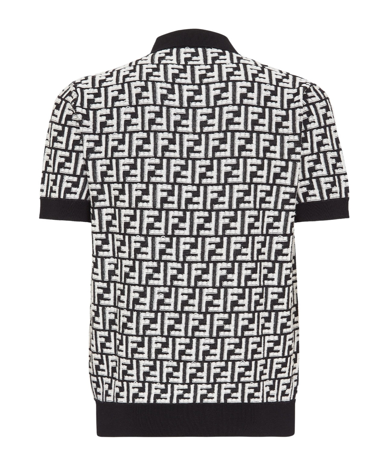 Fendi Ff-motif Knitted Polo Shirt In Black