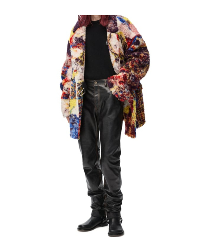 Loewe Richard Hawkins Oversized Double-breasted Fleece-jacquard Jacket In Multicolor