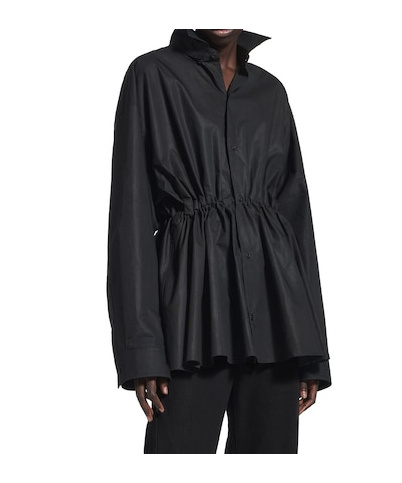 Balenciaga Cotton Shirt Mini Dress In Black