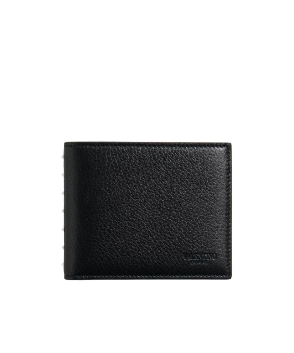 Valentino Black Leather Card Holder In Black