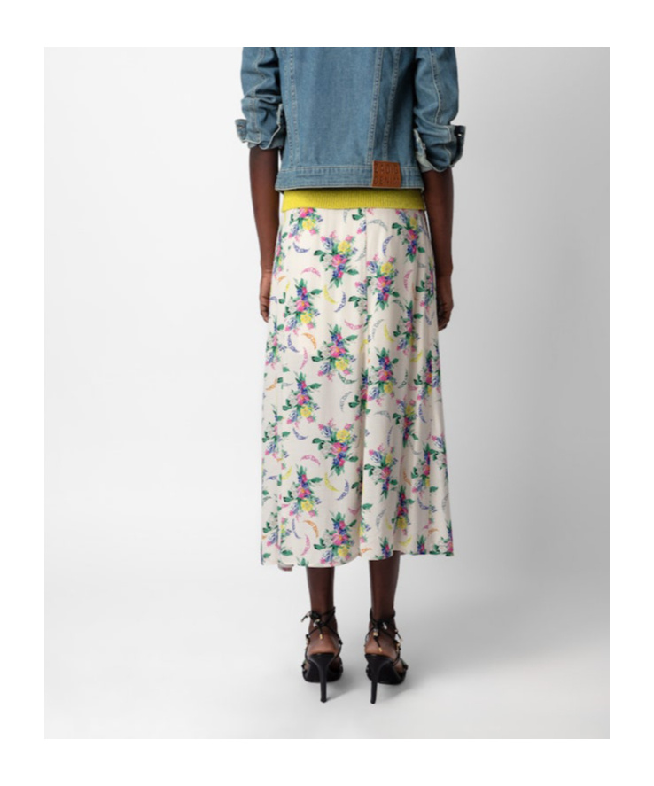 Zadig & Voltaire June Floral-print Midi Skirt In Nude