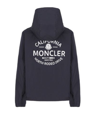 Moncler Logo-print Hooded Jacket In Blue