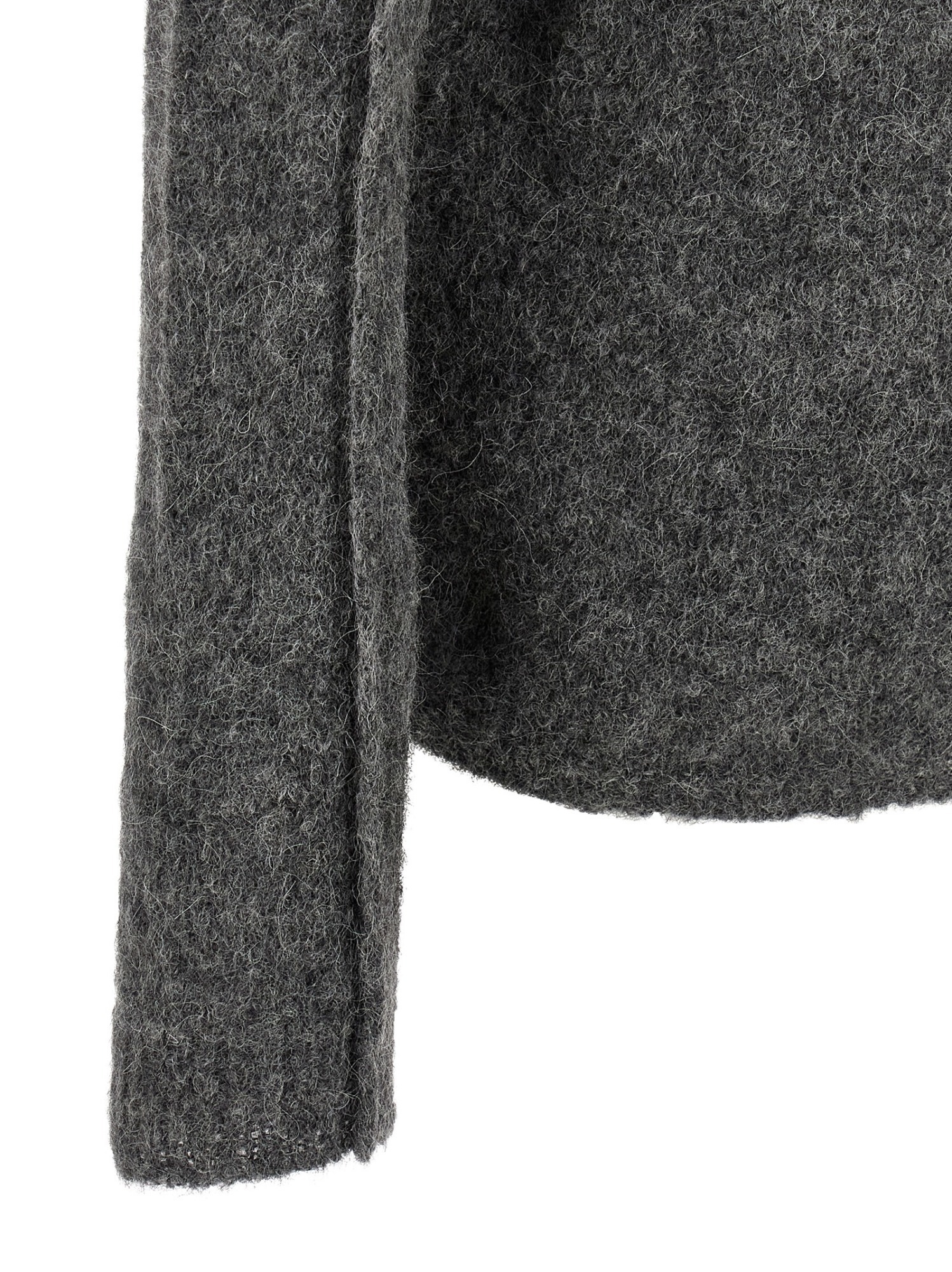 Thom Krom Textured Grey Alpaca Blend Hooded Sweater In Gray
