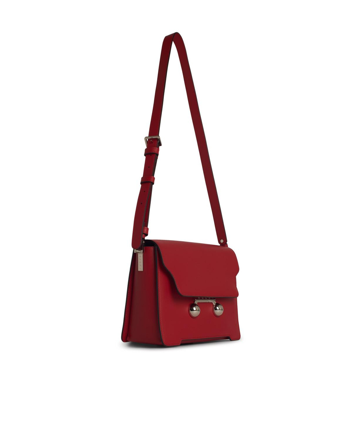 Marni Medium Trunkaroo Leather Shoulder Bag In Red