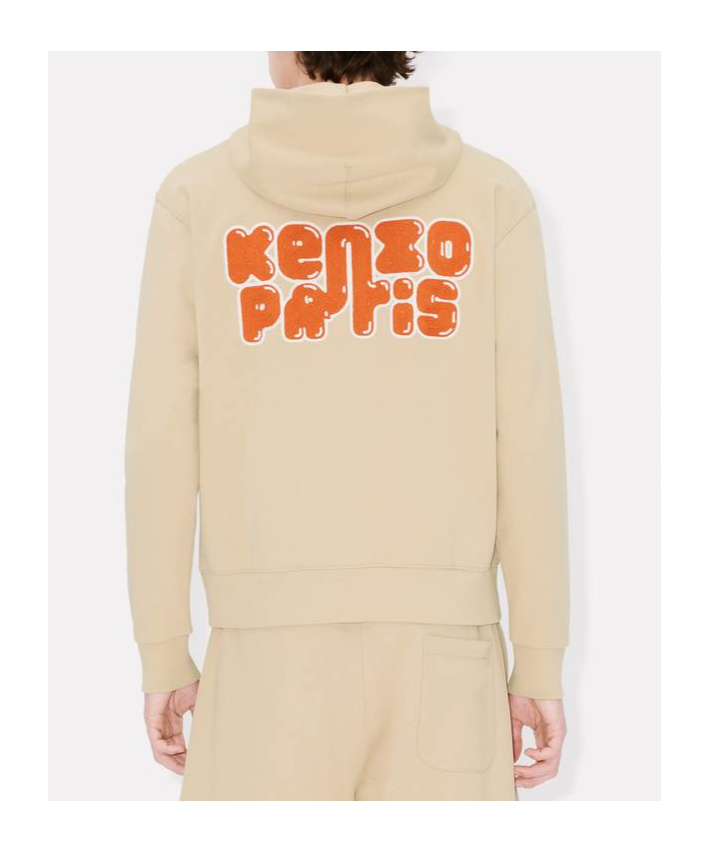 Kenzo ' Elephant Logo' Embroidered Full-zip Hoodie In Cotton
