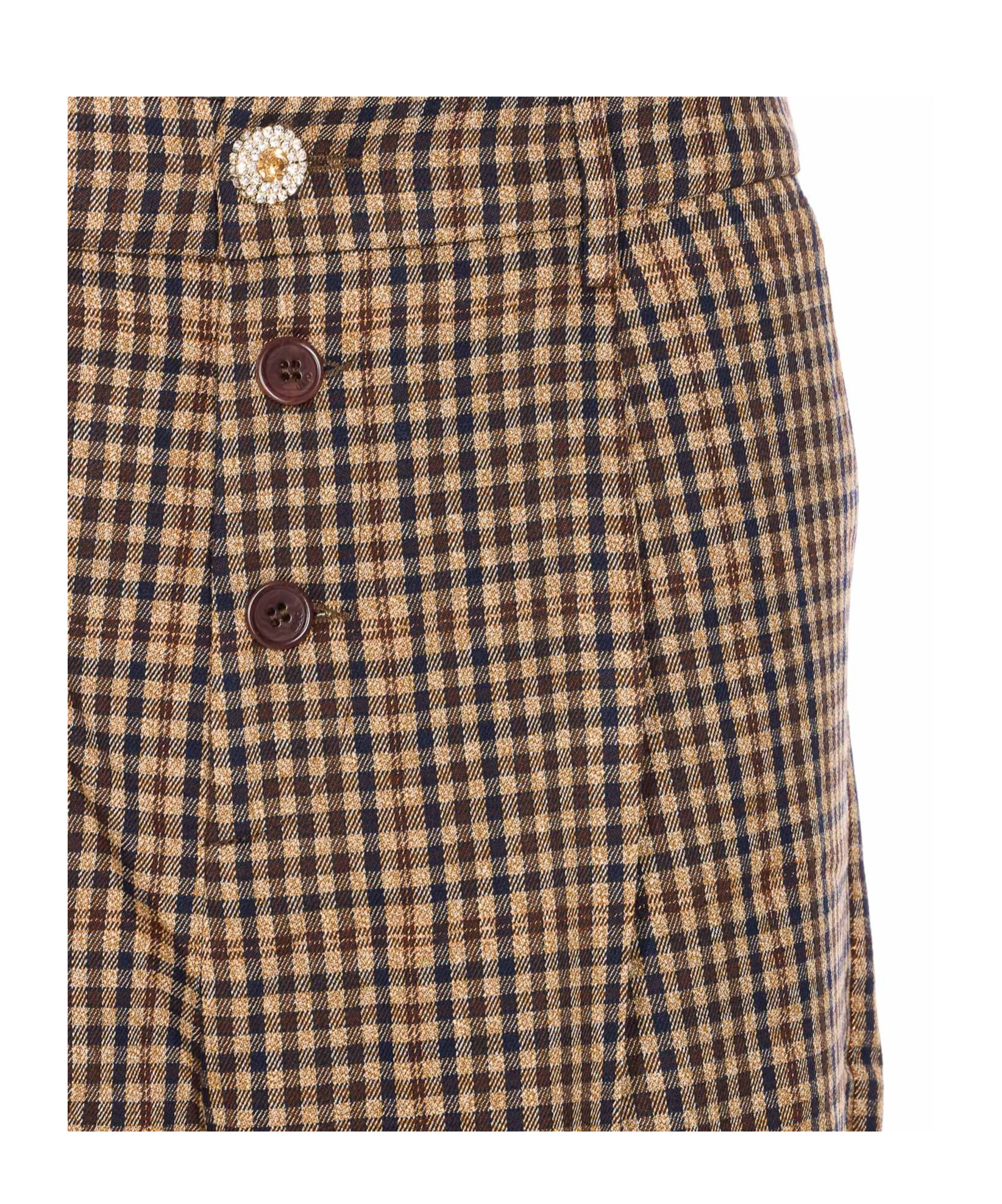 Liu •jo Tailored Trousers With Check Motif And Jewels Button In Multi