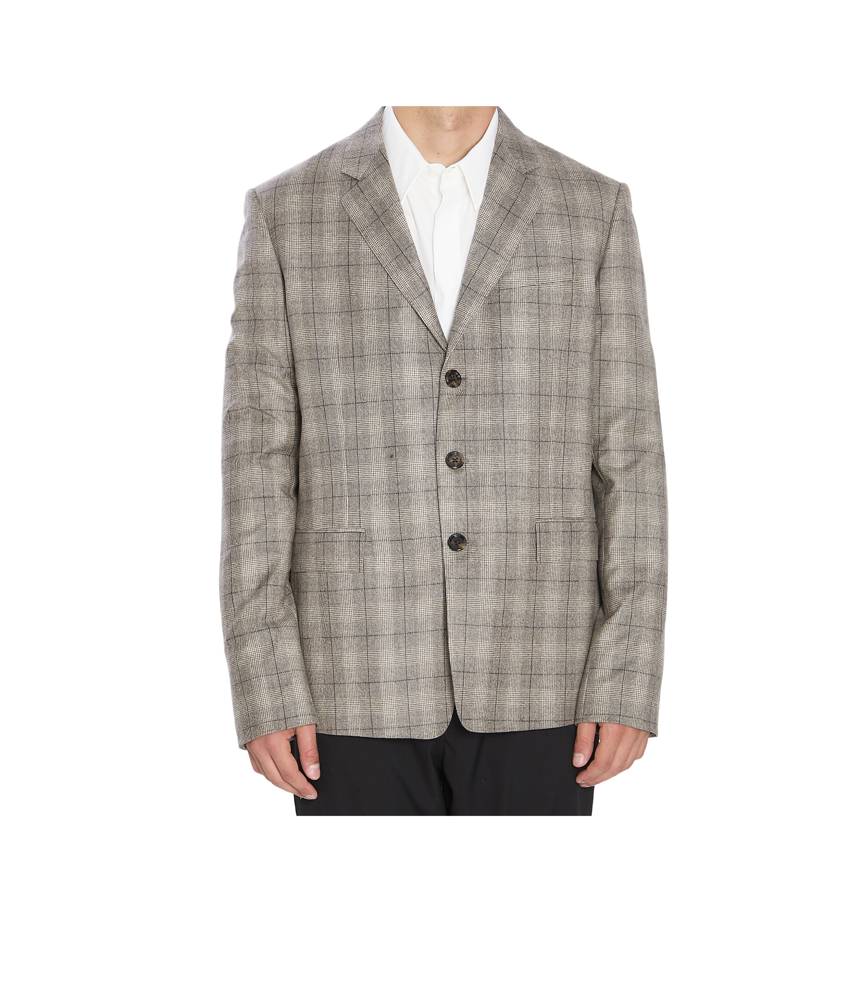 Celine Tailored Jacket In Prince Of Wales Wool Flannel In Gray