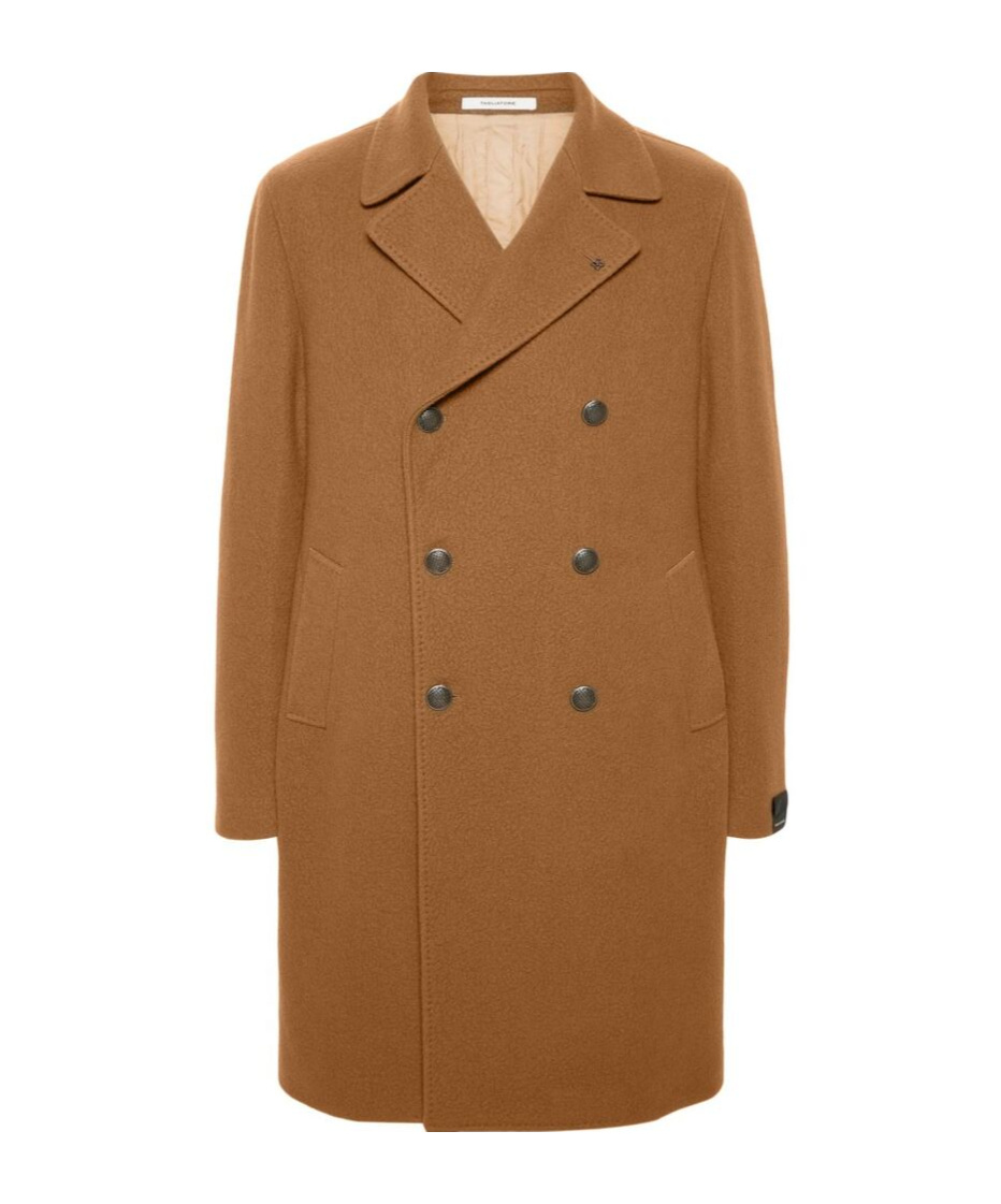 Shop Tagliatore Double-breasted Long-sleeved Coat In Brown