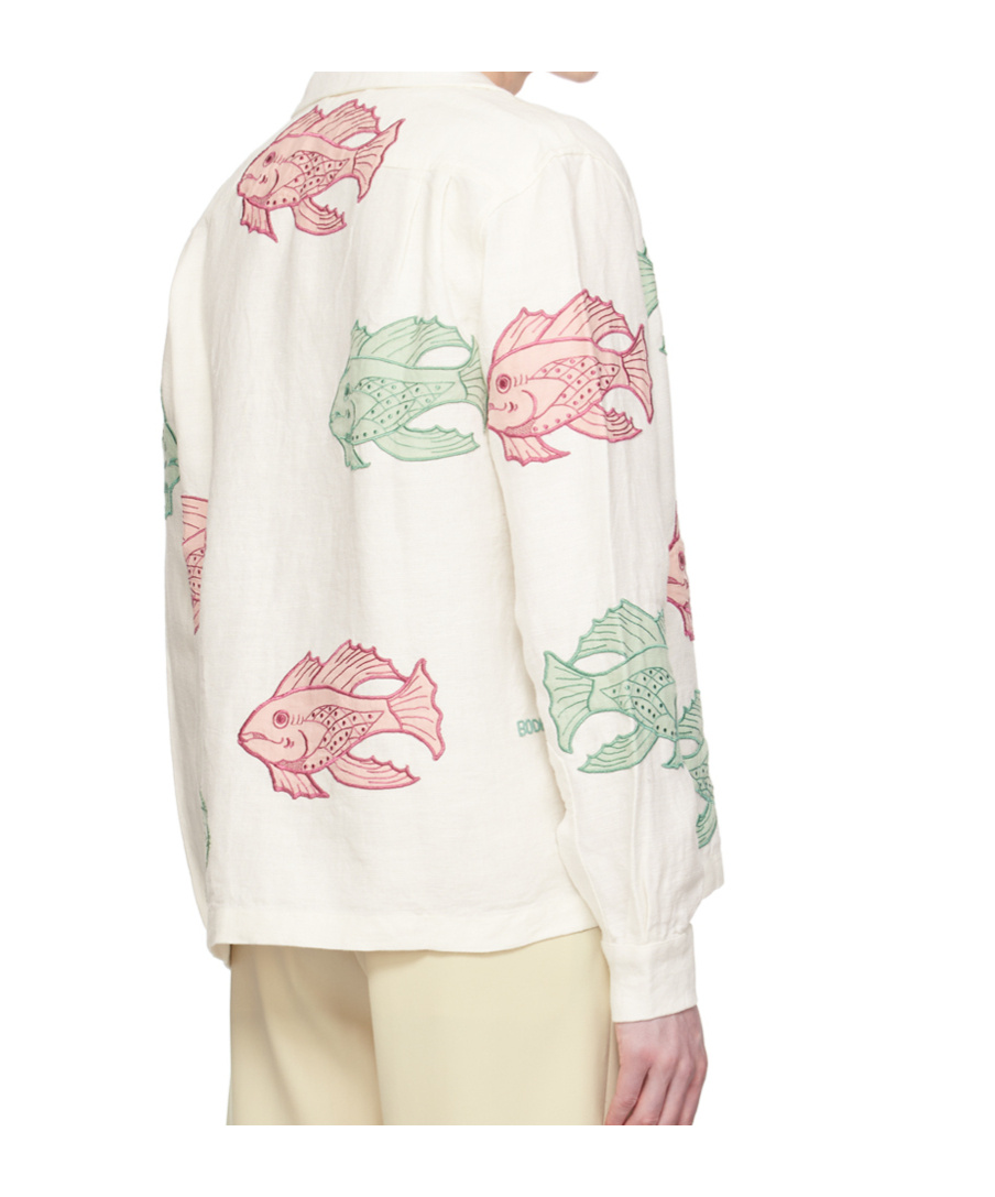 Bode White Piscine Appliqué Shirt In White