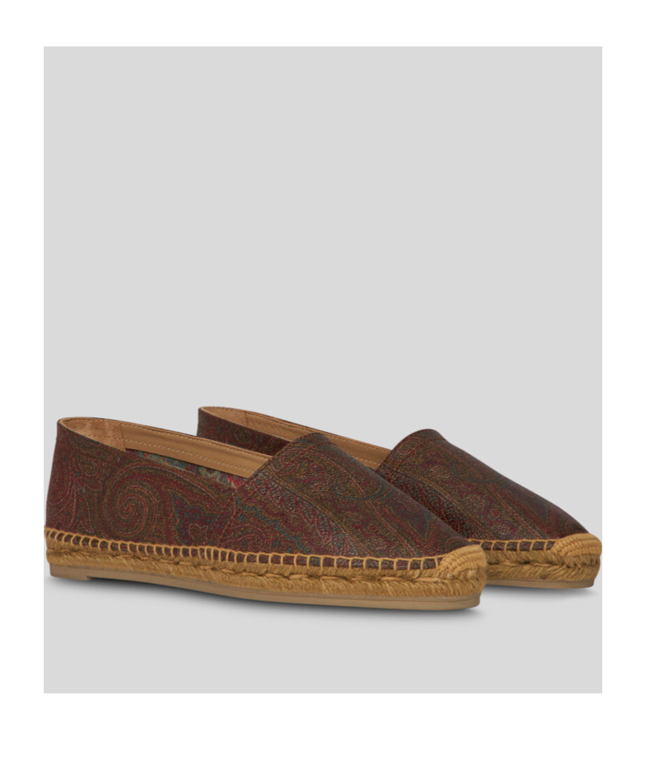 Etro Espadrilles With Paisley Jacquard Canvas And Woven Jute Midsole In Red