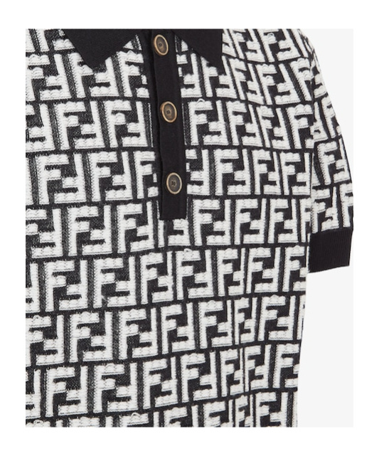 Fendi Ff-motif Knitted Polo Shirt In Black