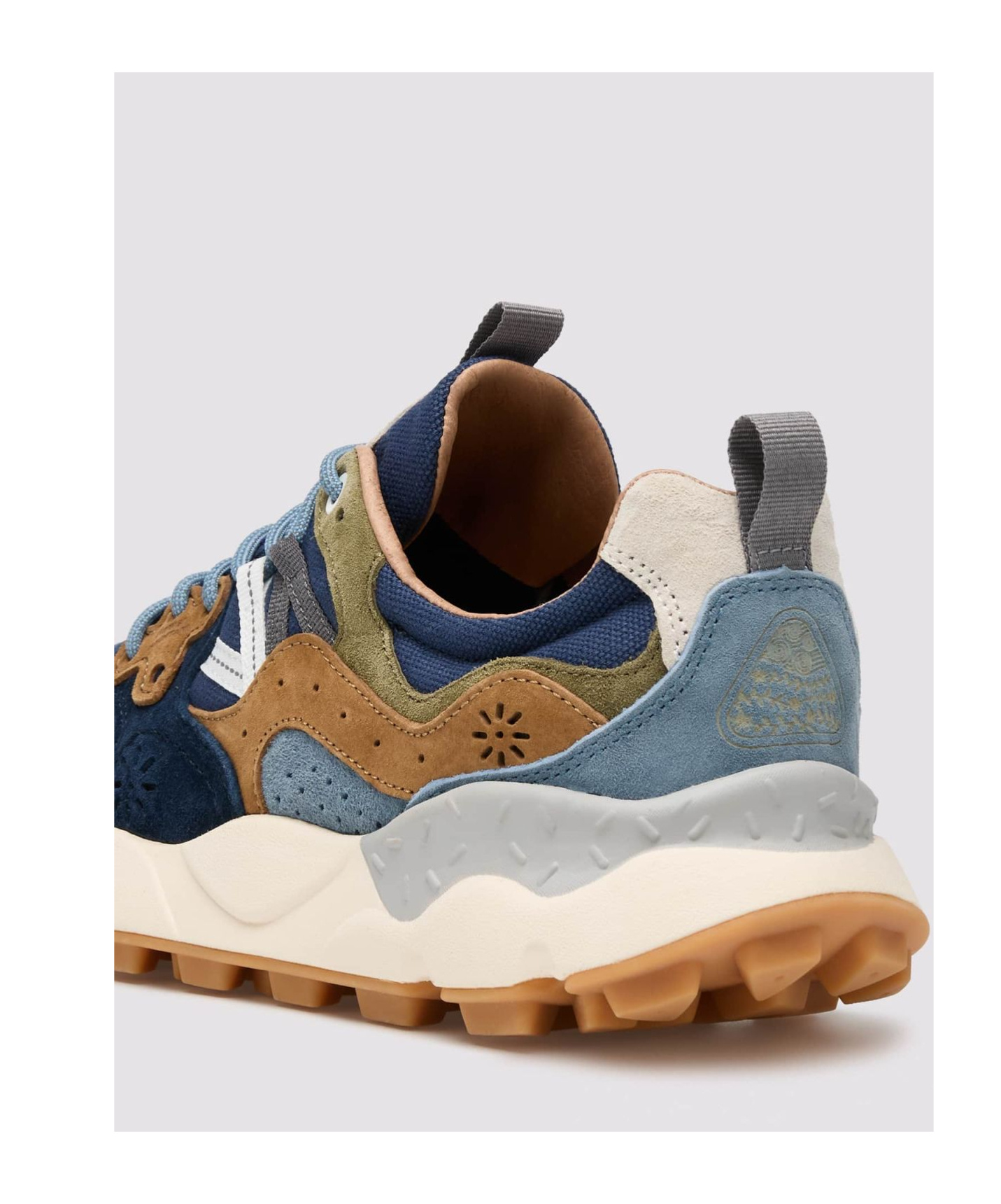 Flower Mountain Yamano 3 Blue And Navy Suede And Canvas Sneakers In Multicolor