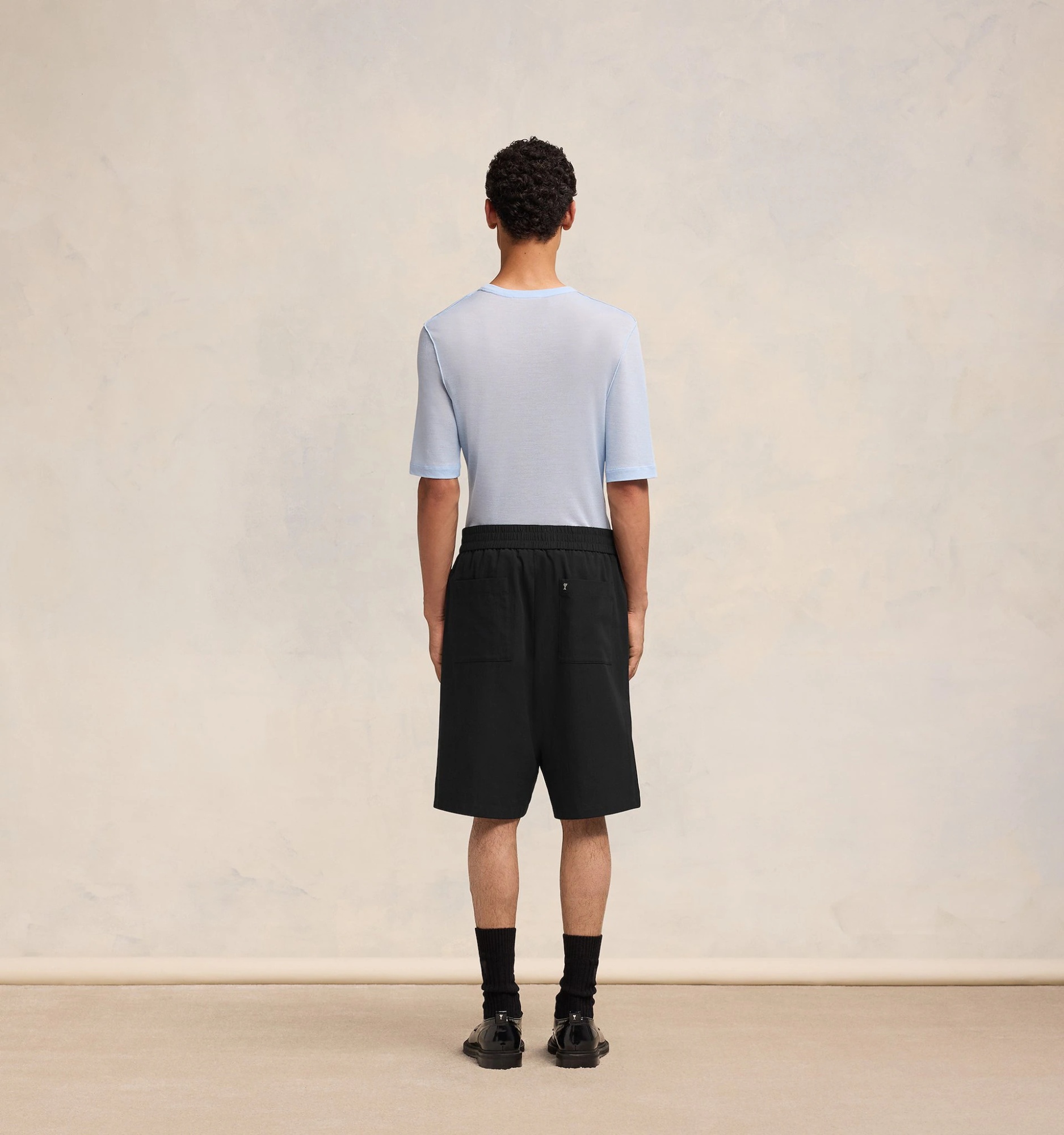Ami Alexandre Mattiussi Ami Paris Bermuda With Elastic In Black