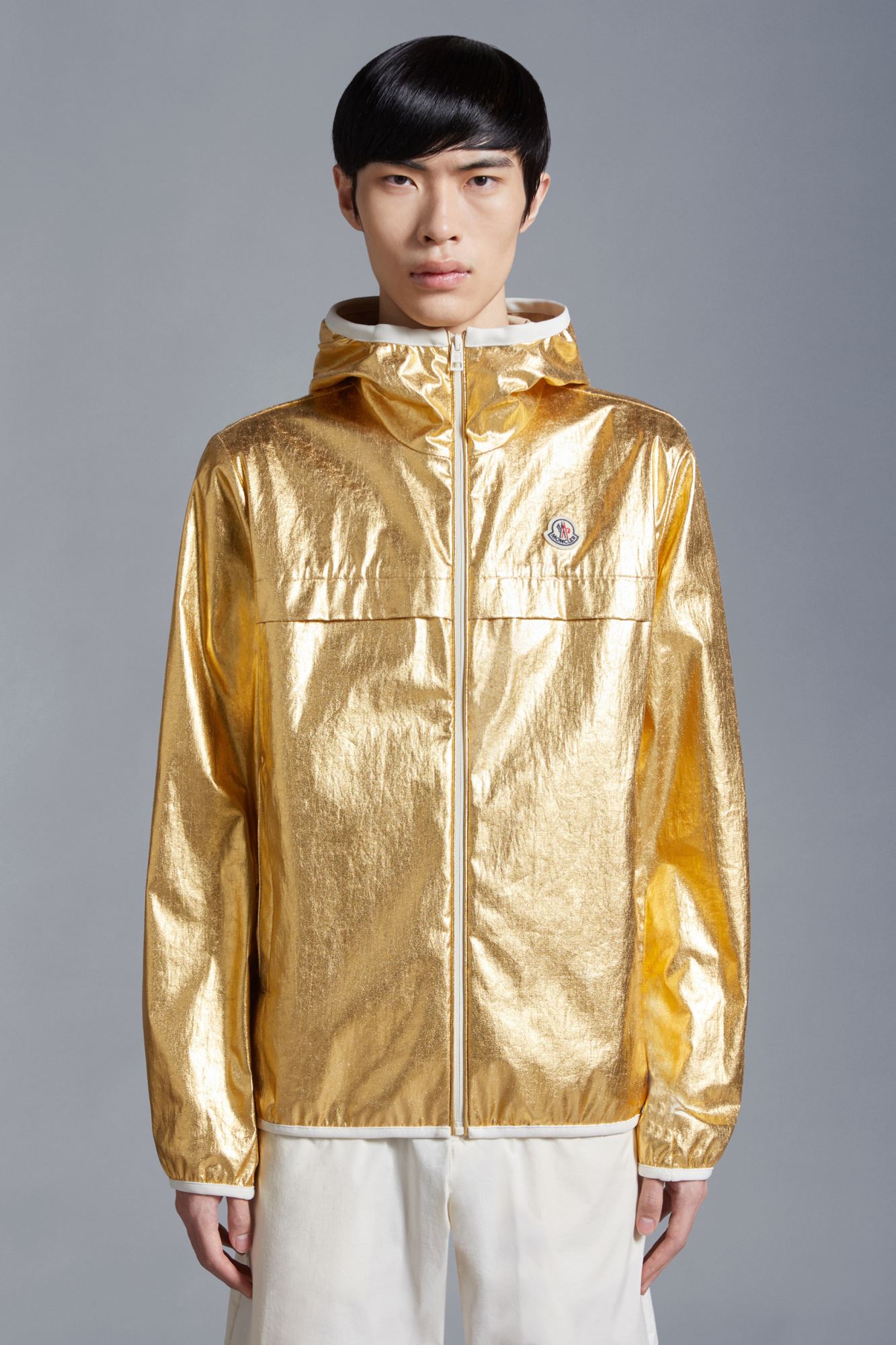 Moncler Roques Laminated Hooded Jacket In Yellow