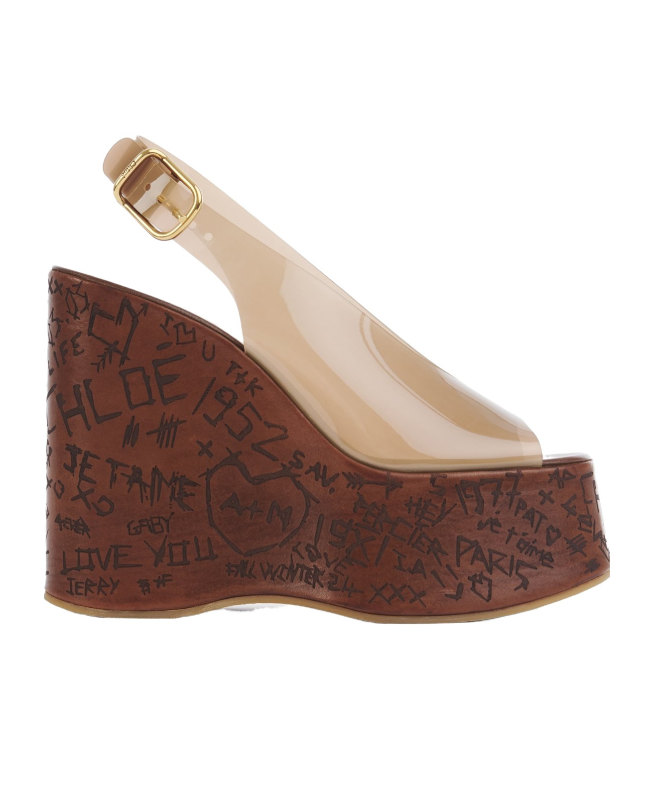 Shop Chloé Round Toe High Heel Sandals In Brown