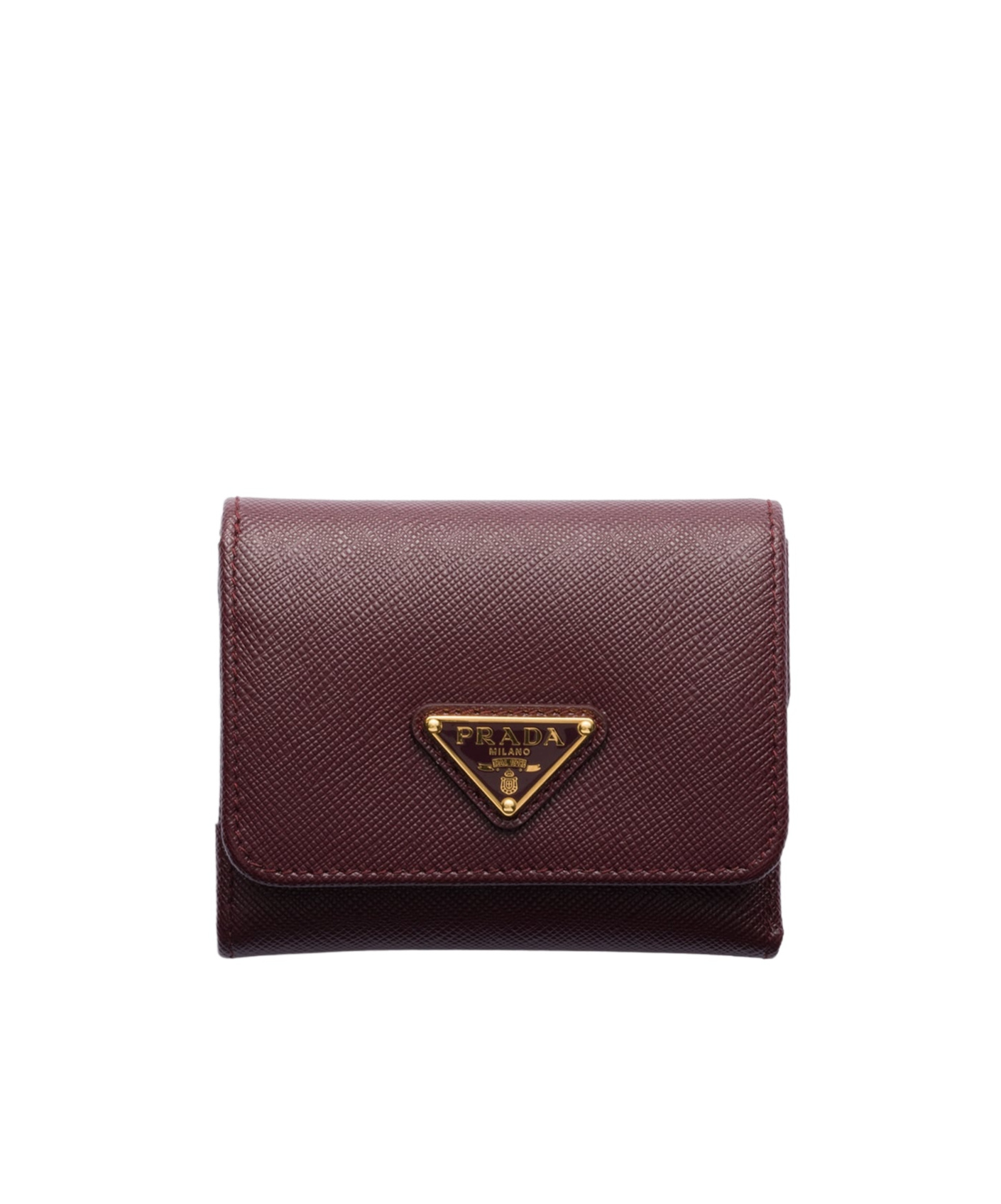 Prada Small Saffiano Leather Wallet In Burgundy