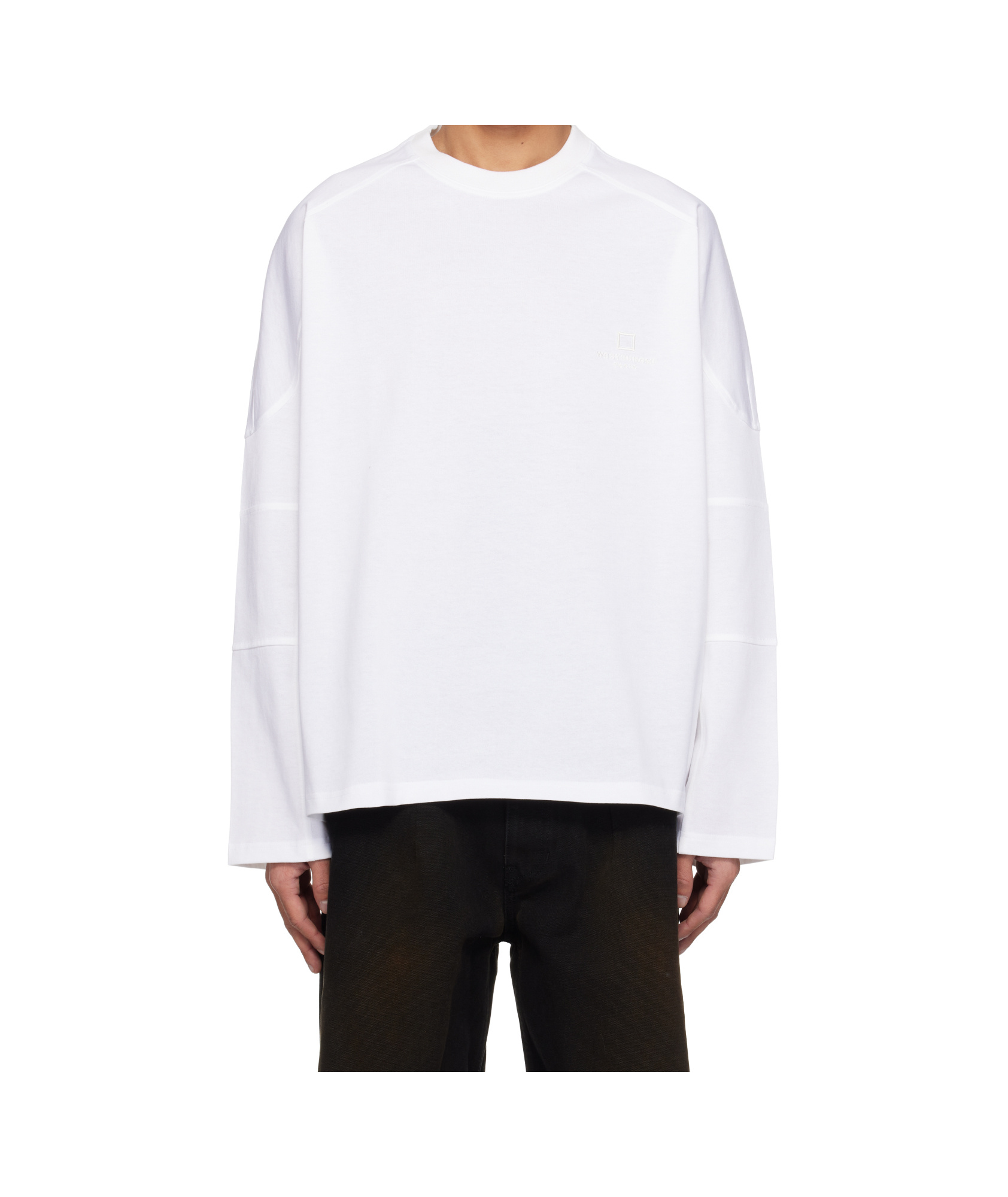 Wooyoungmi White Shoulder Cut Long Sleeve T-shirt In White