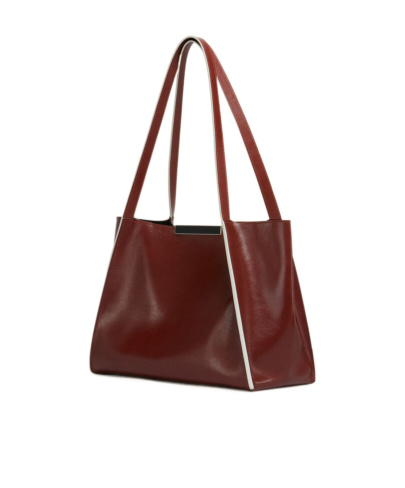 Marni Brown Leather Cresta E/w Small Tote Bag