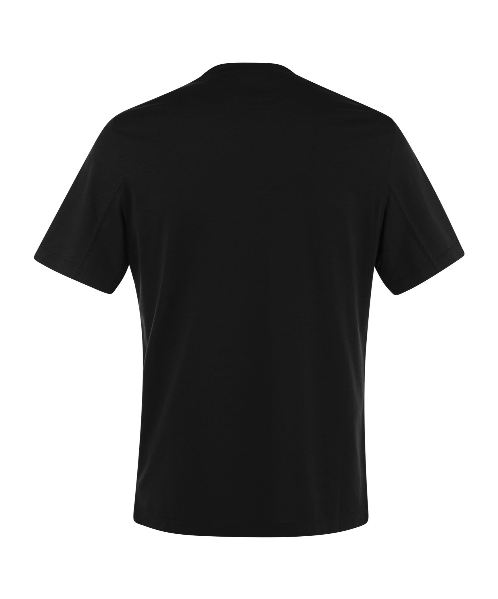 Brunello Cucinelli Crew-neck Cotton Jersey T-shirt With Print In Black