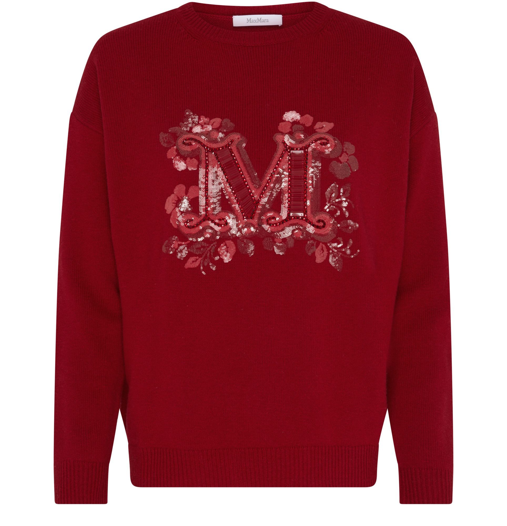 Max Mara Logo Embellished Crewneck Jumper In Red