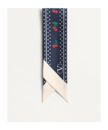 Valentino Cherryfic Silk Bandeau Scarf In Blue