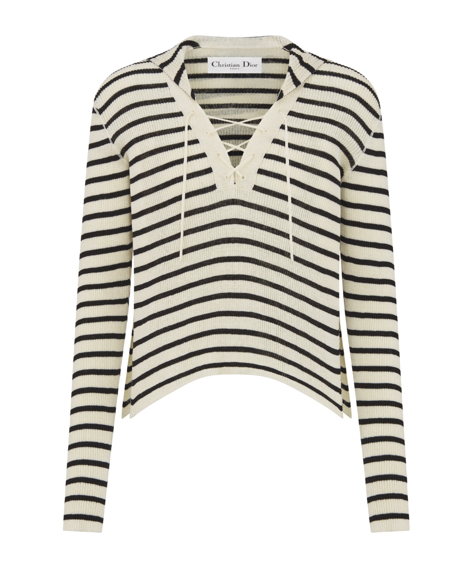 Dior Sweater With Lace-up Neckline In White