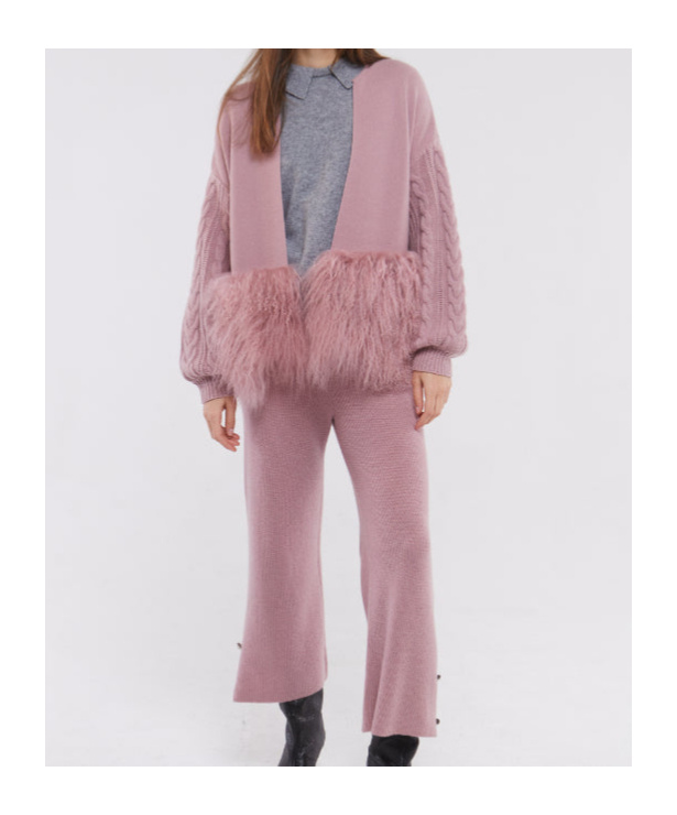Izaak Azanei Elastic Waist Casual Pants In Pink