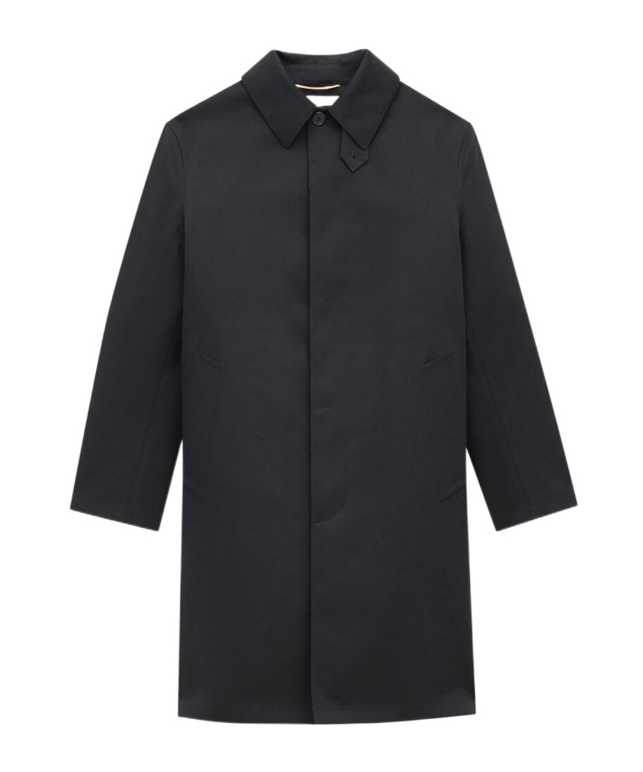 Saint Laurent Mackintosh Coat In Water-repellant Canvas In Blue