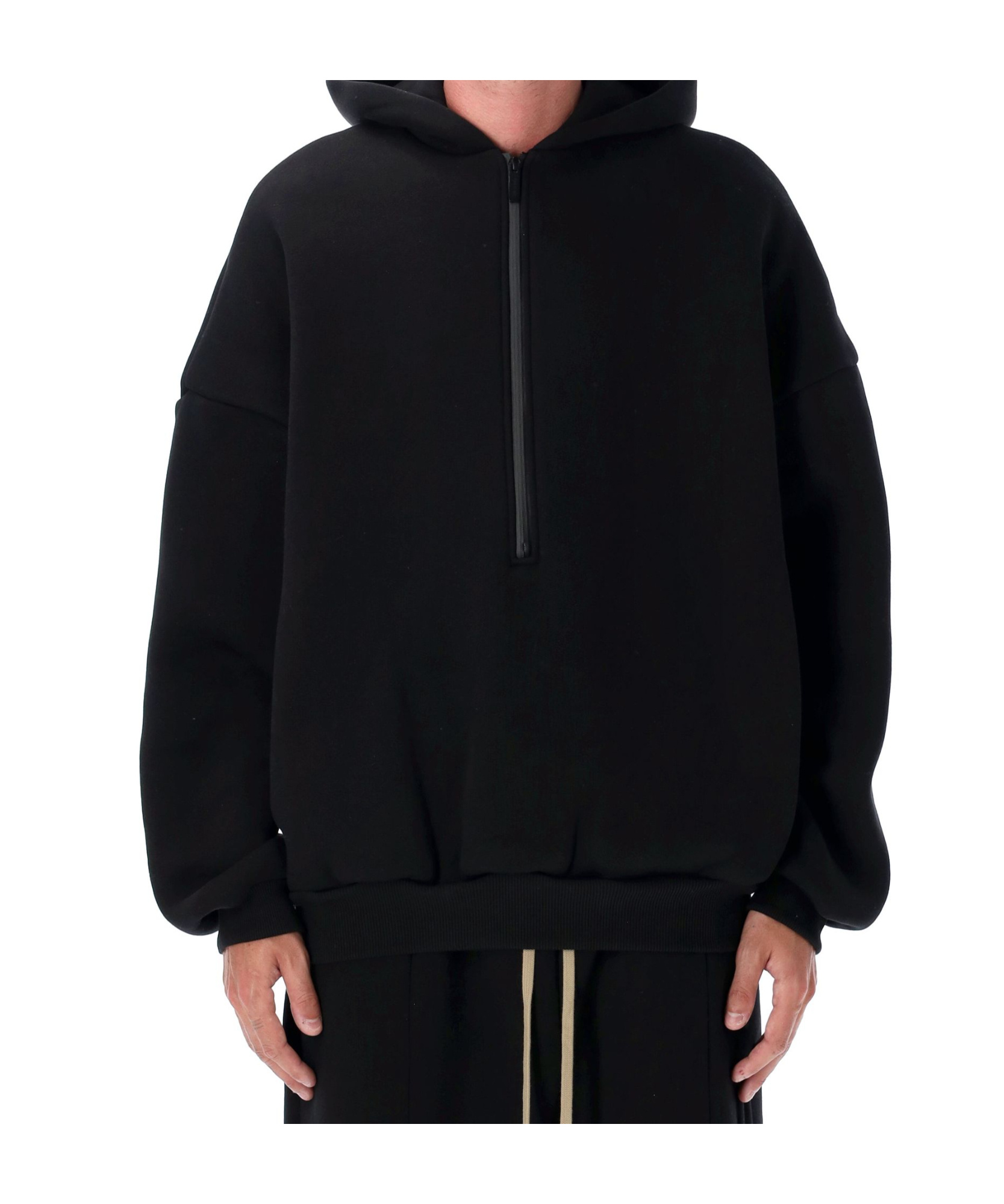 Fear Of God Black Sweatshirt With Hood And Dropped Shoulders In Cotton Blend Man In Black