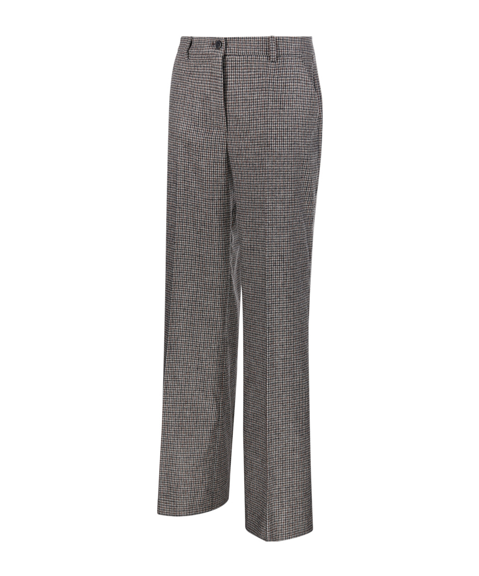P.a.r.o.s.h Trousers With Houndstooth Pattern And Belt Loops In Gray