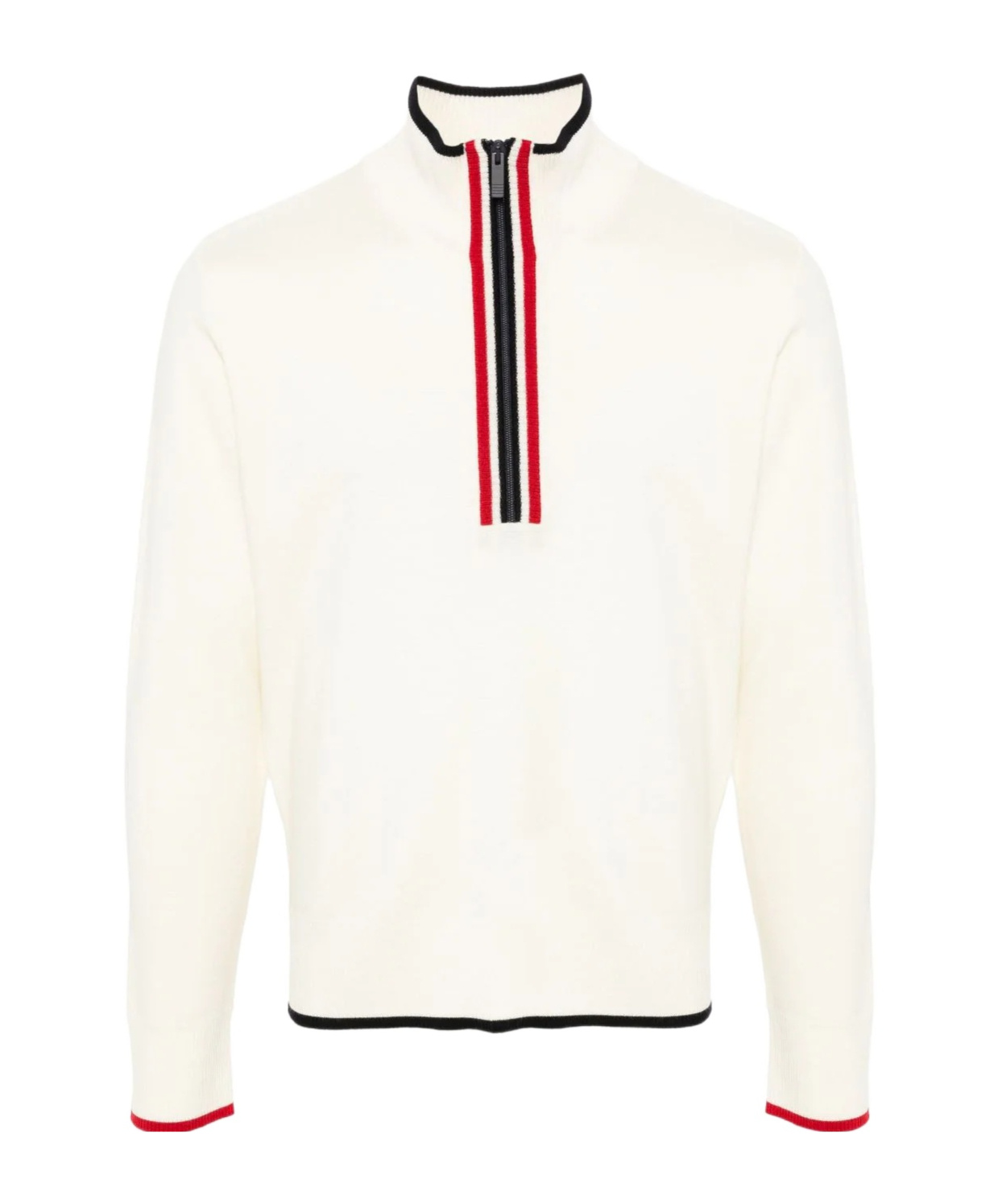 Thom Browne Off-white Wool Funnel Neck Sweater In White