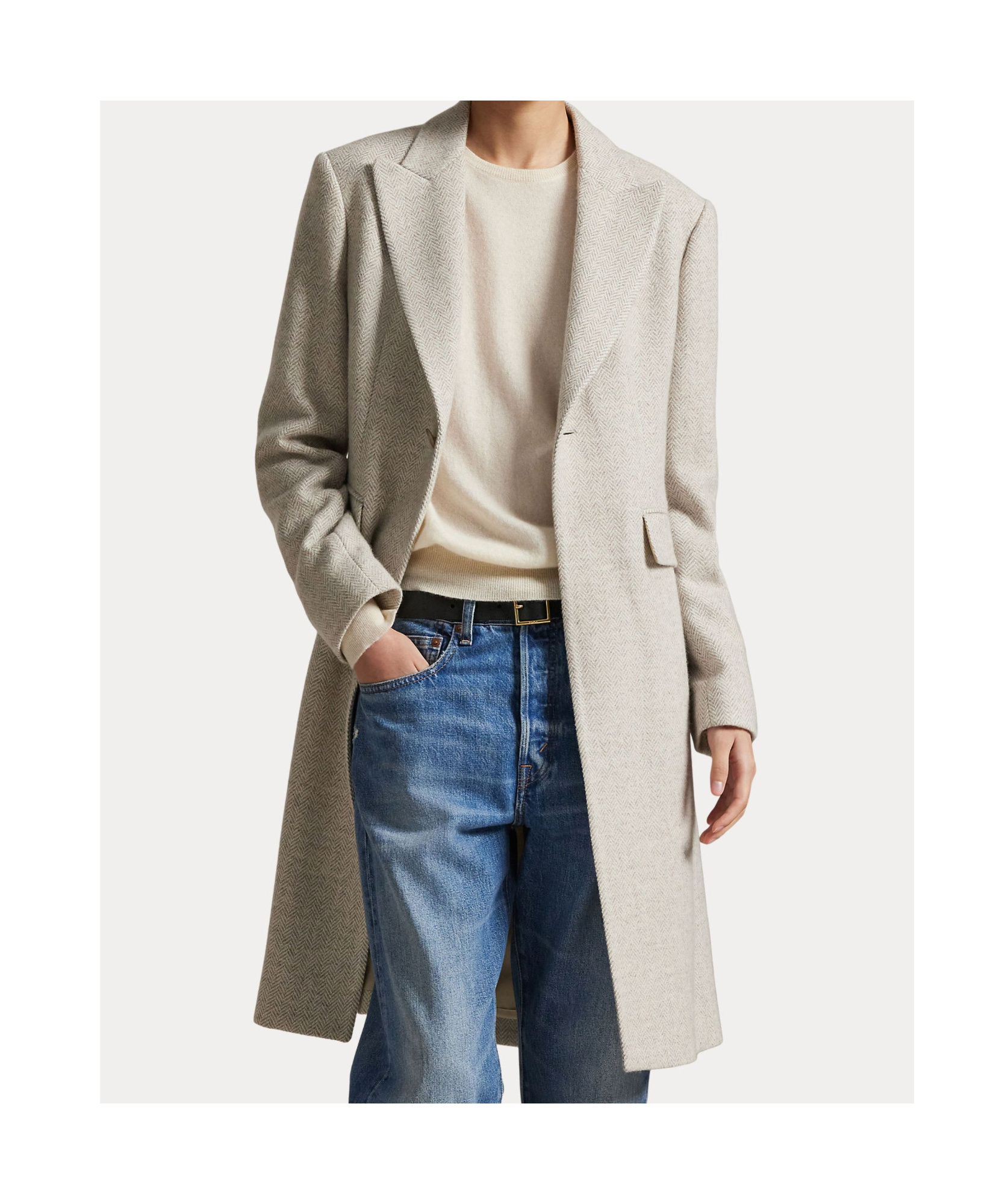 Ralph Lauren Herringbone Blend Coat In White