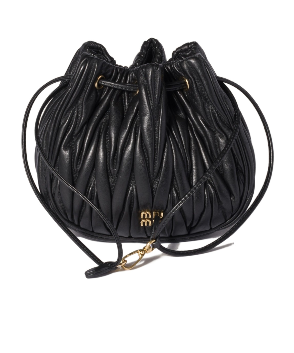 Miu Miu Matelassé Nappa Leather Pouch In Black