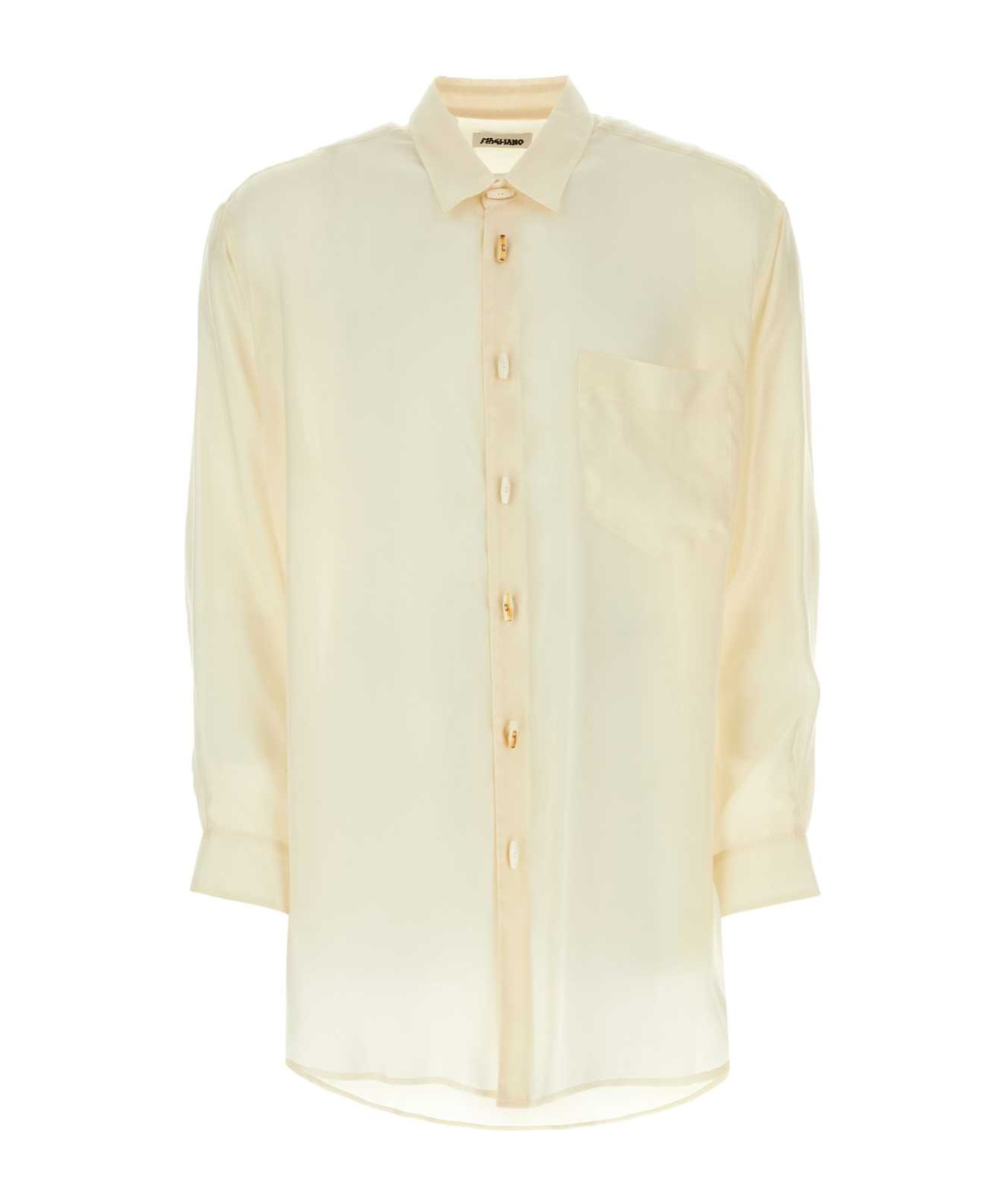 Magliano Viscose Shirt Pocket Collar Sleeves Fabric In Nude