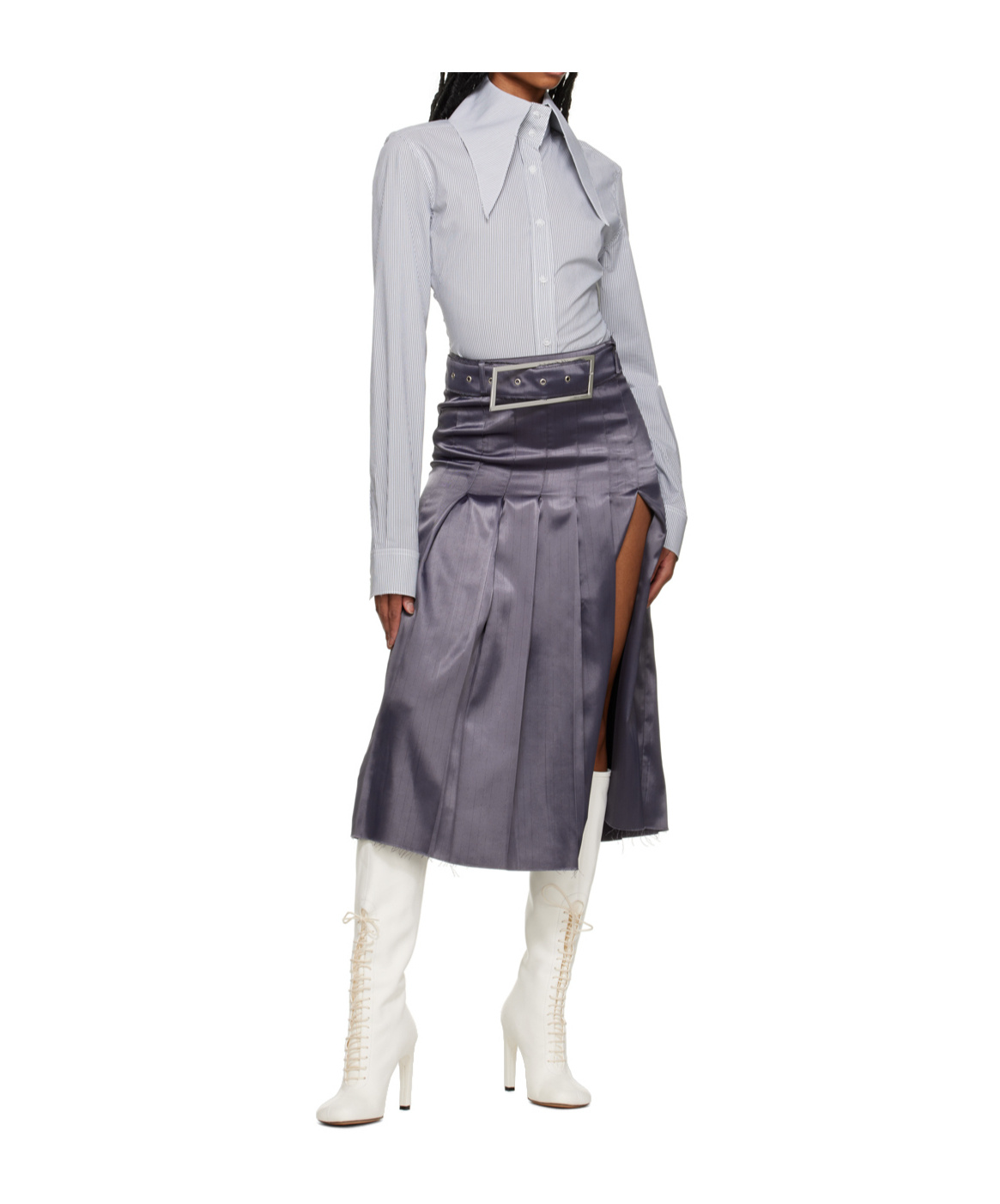 16arlington Ssense Exclusive Gray Nimue Midi Skirt In Gray