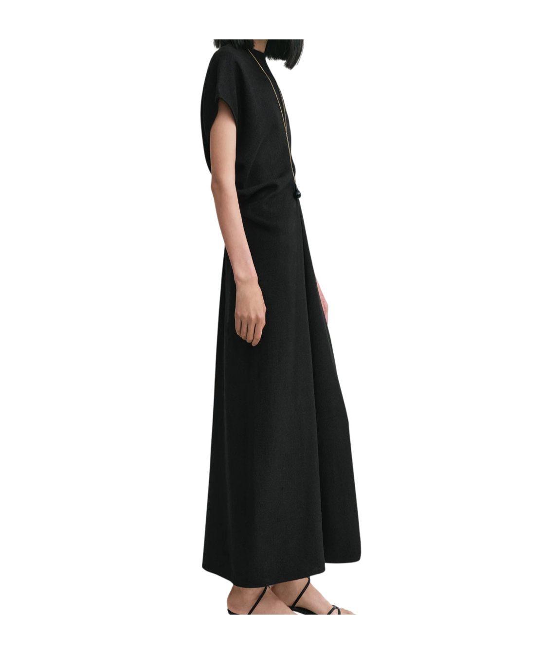 Totême Toteme Black Woven Dress With Loose Waist
