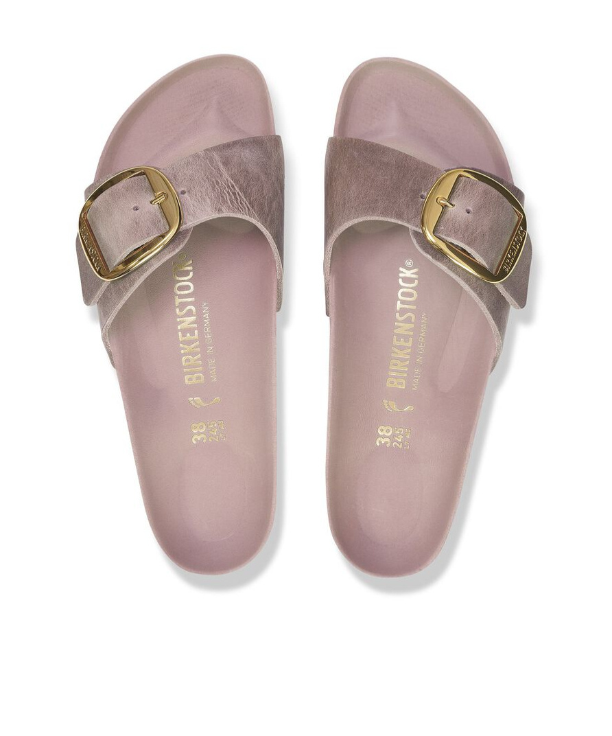 Birkenstock Madrid Big Buckle Oiled Leather In Gray