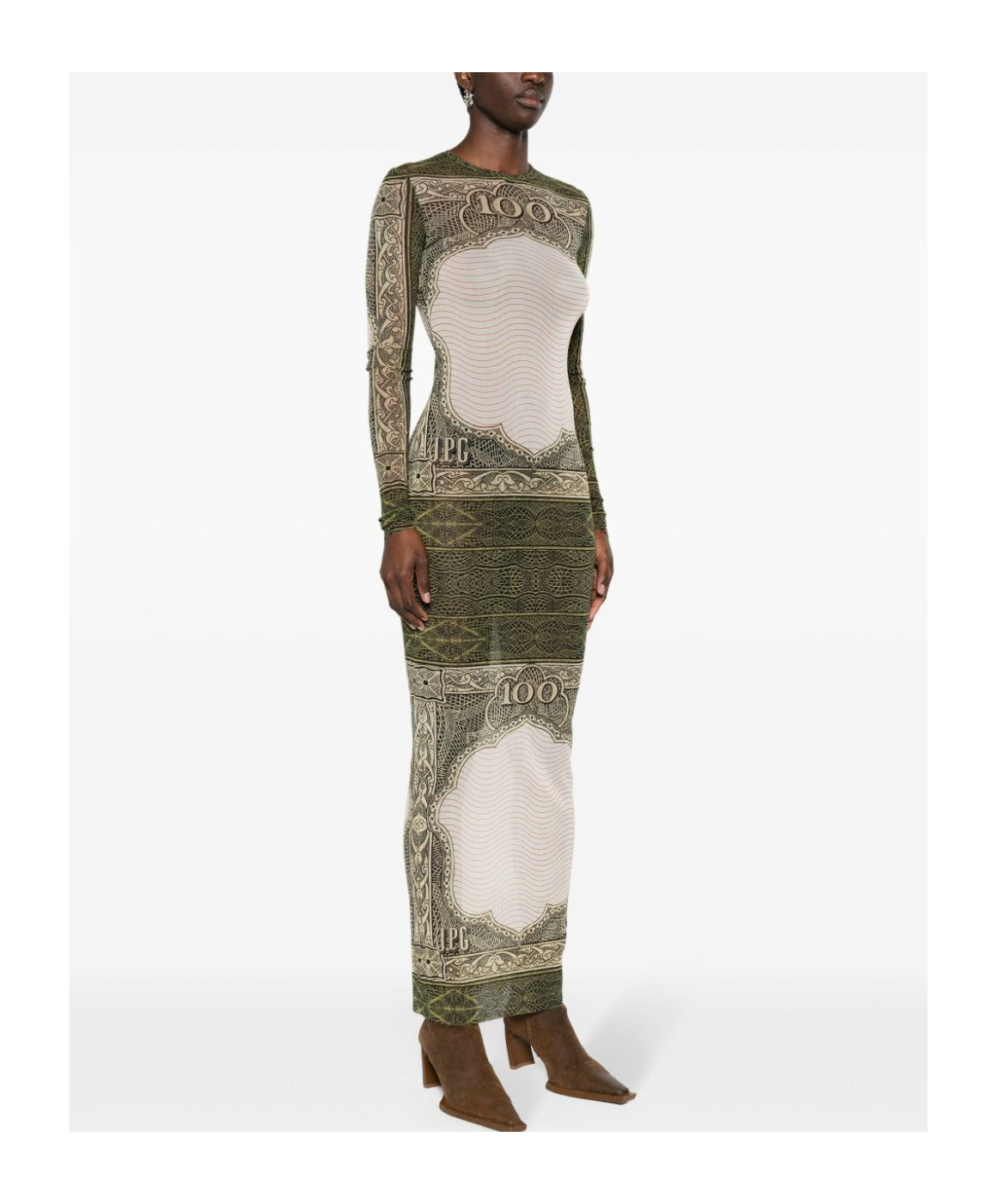 Shop Jean Paul Gaultier Catrouche Mesh Maxi Dress In Nude