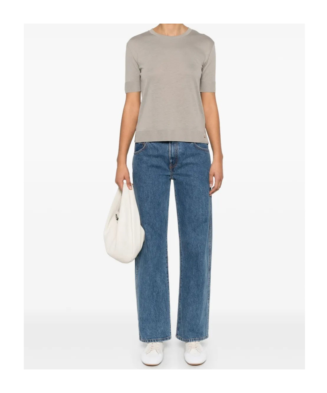 Herno Side-slit T-shirt In Neutral