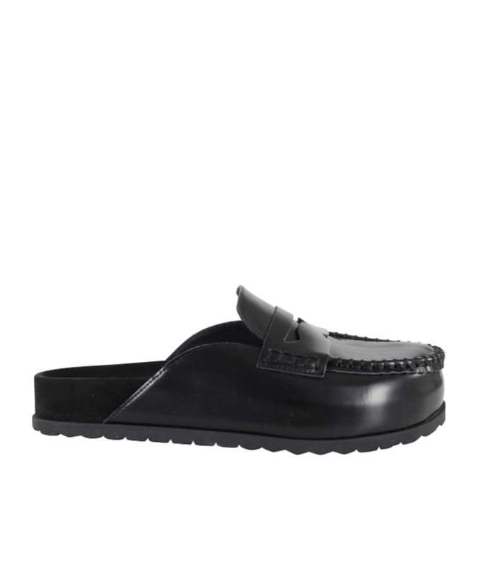 Ash Round Toe Mules In Black