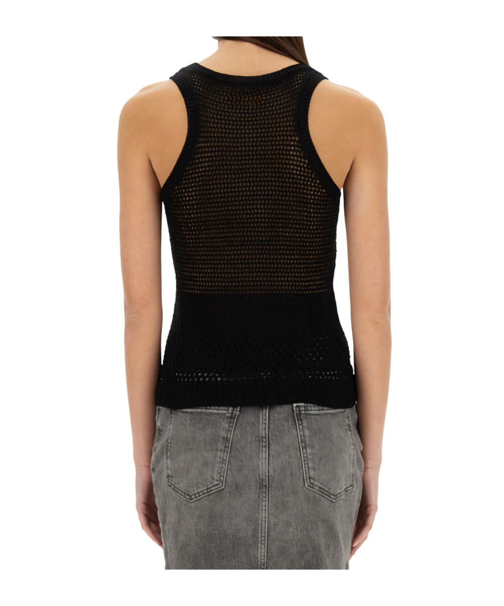 Moschino Logo Mesh Sleeveless Top In Black