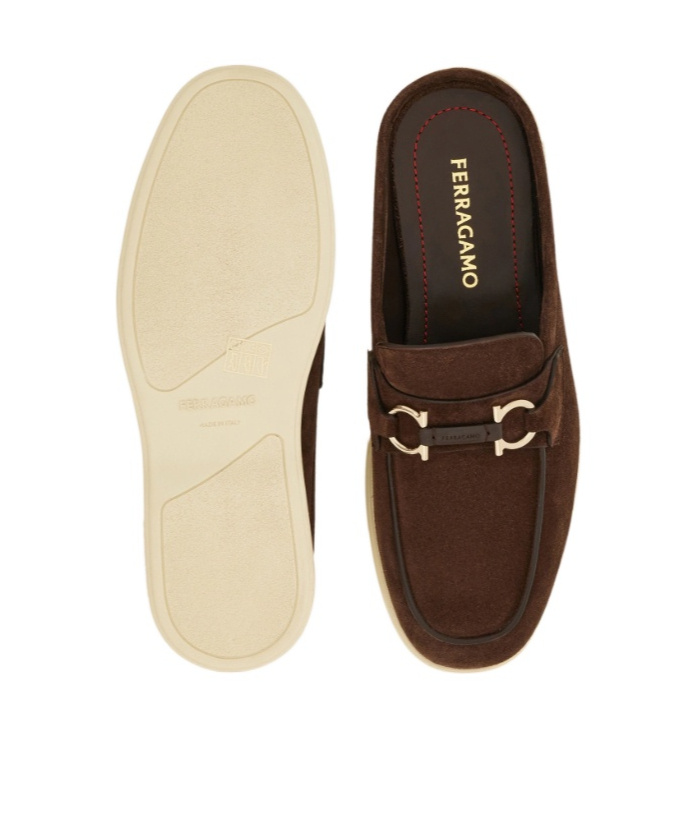 Ferragamo Gancini Buckle Loafer Mule In Brown