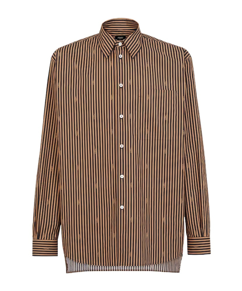 Fendi Cotton Poplin Pequin Shirt In Nude