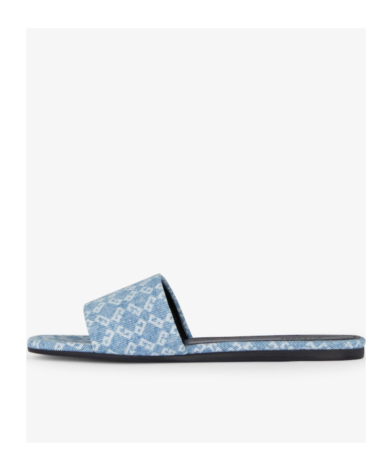 Givenchy 4g Flat Mules In Raffia In Blue