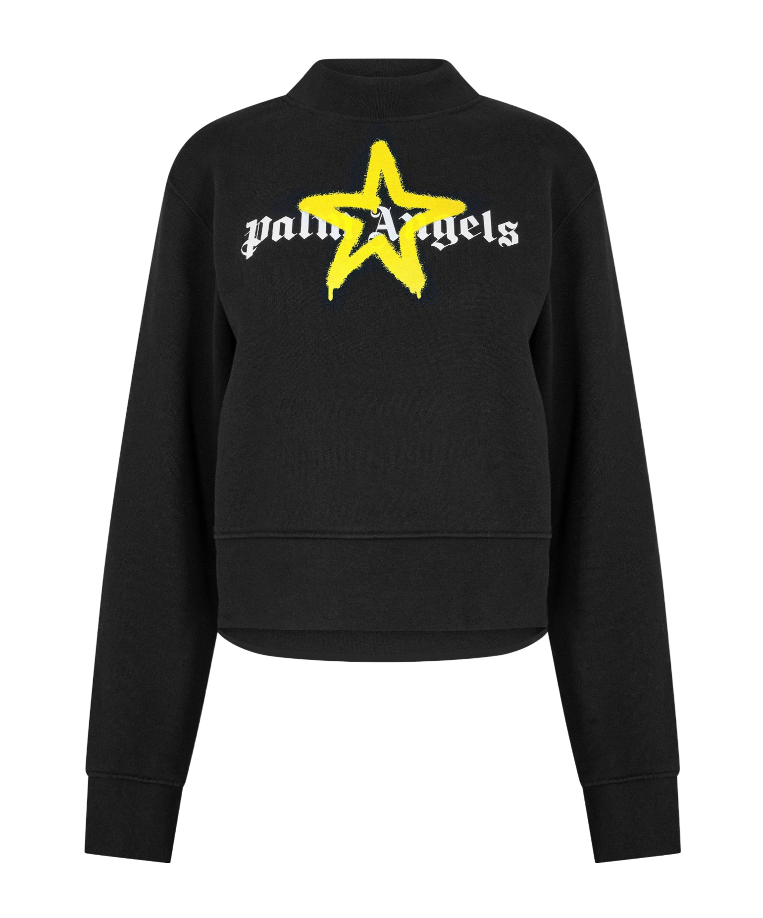 Palm Angels Mockneck Cropped Sweatshirt In Black