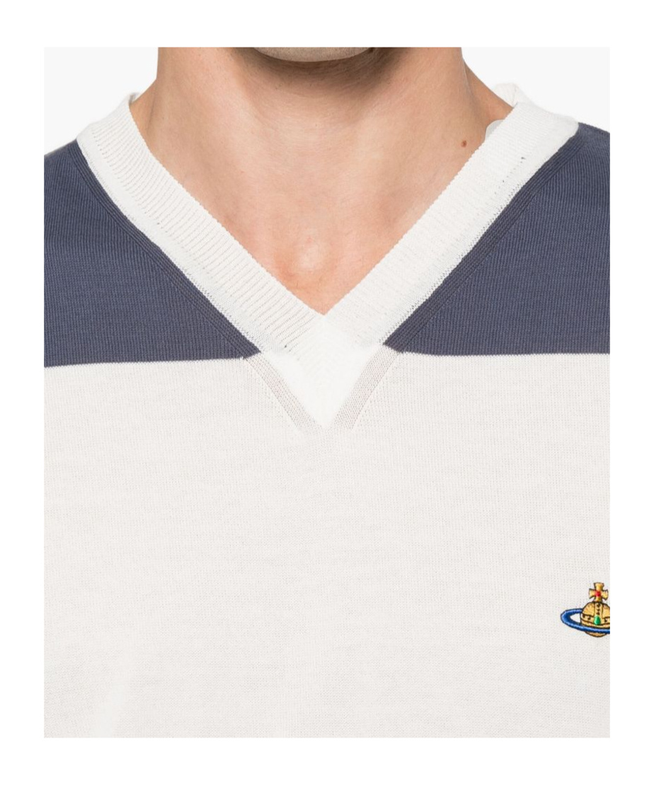 Vivienne Westwood Block Stripe Sleeveless V-neck Top In Blue