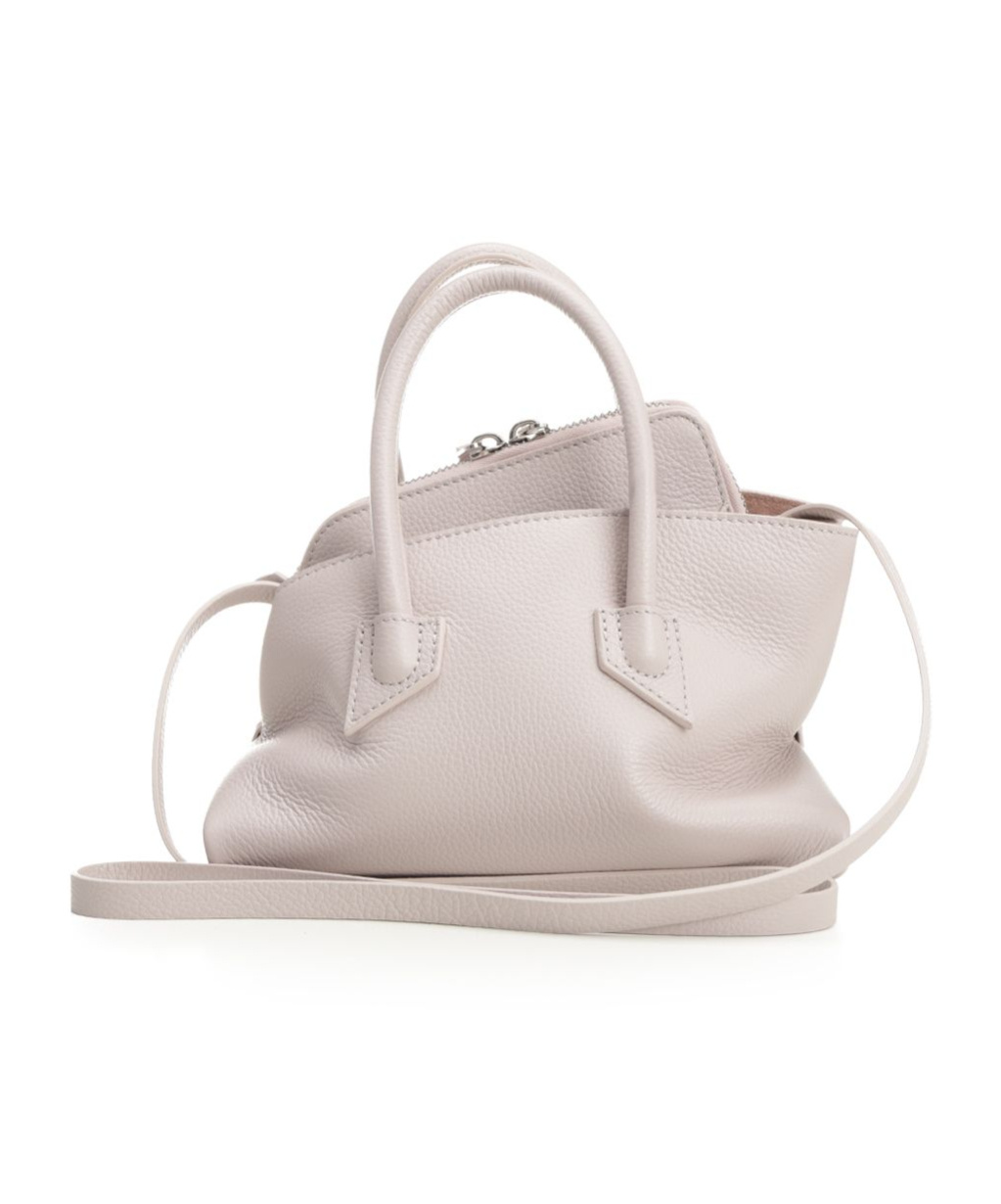 Attico La Passeggiata Mini Grained Leather Handbags Grey In White