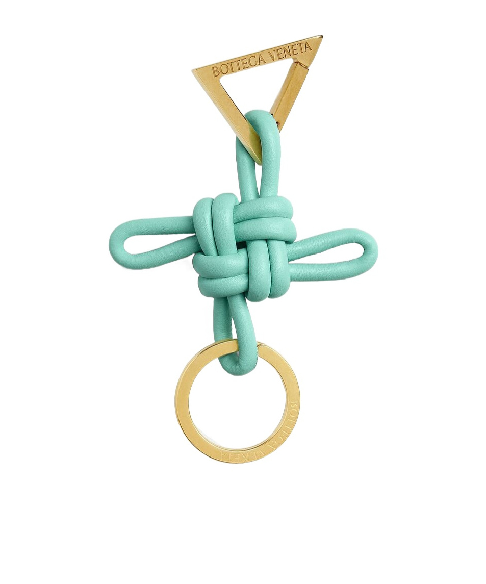 Bottega Veneta Woven Pattern Key Ring In Green